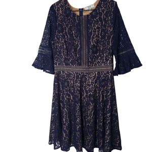 Elegant Navy Lace Dress